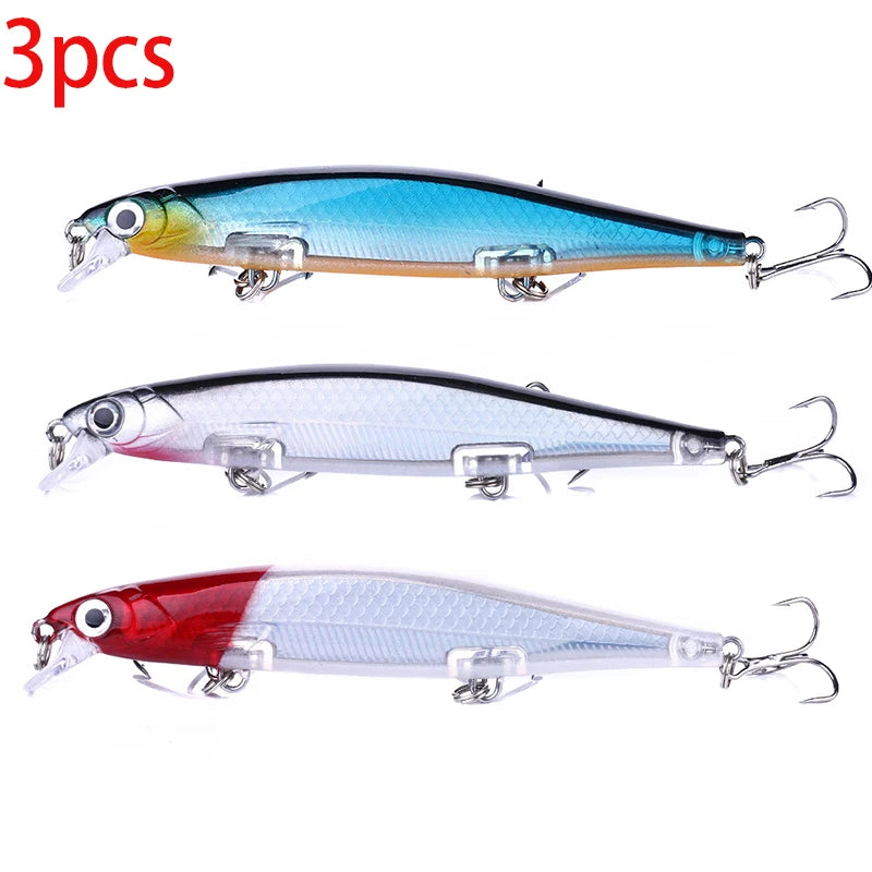 1Pcs Suspended Sinking Wobbler Minnow Laser Fishing lure 11cm 13g