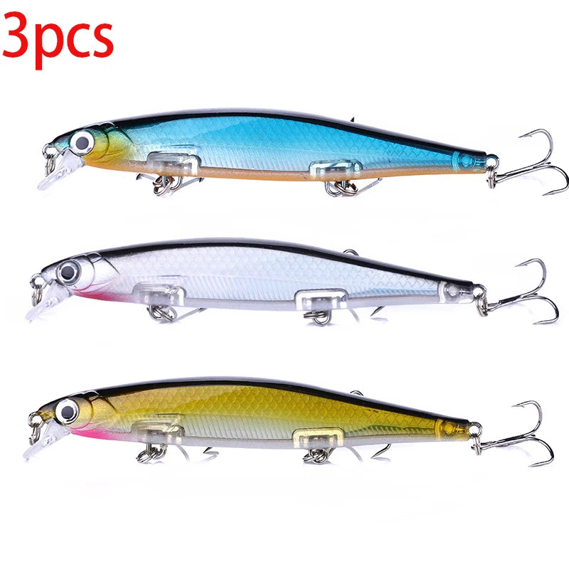 1Pcs Suspended Sinking Wobbler Minnow Laser Fishing lure 11cm 13g