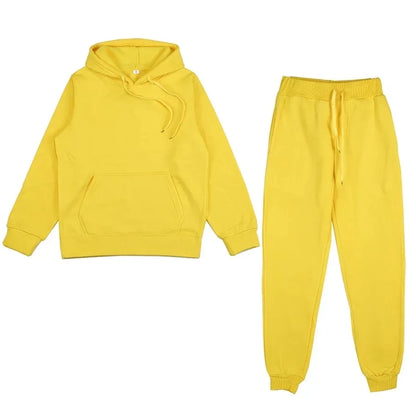 Men's Autumn and Winter Solid Color Hoodie+jogging Pants Two-piece Set Fashionable Outdoor Casual Sportswear Men's Tracksuit