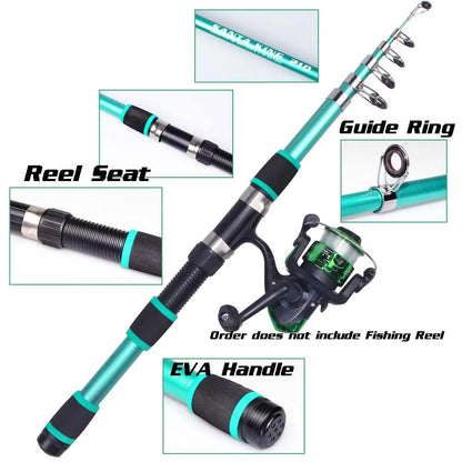 Fishing Rod Reel Combo- Fishing Full Kits With Telescopic Fishing Rod And Spinning Reel Baits Hooks Travel Pole Set