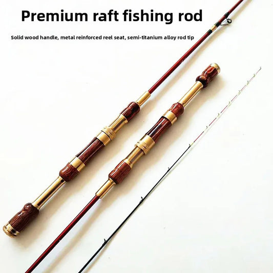 New solid wood raft, fishing rod wheel, bridge raft, titanium alloy fiberglass carbon hand-held fishing rod