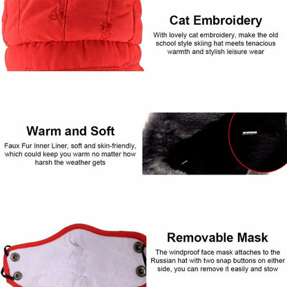 Winter Warm Hat Cold Weather Ushanka Russian Outdoor Ski Hunting Hat with Earflaps Windproof Mask Lei Feng Hat for Men Women