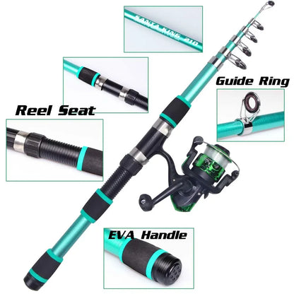 SantaKing 1.8M 2.1M 2.4M Telescopic Fishing Rod Portable Spinning Fishing Rods Fishing Poles
