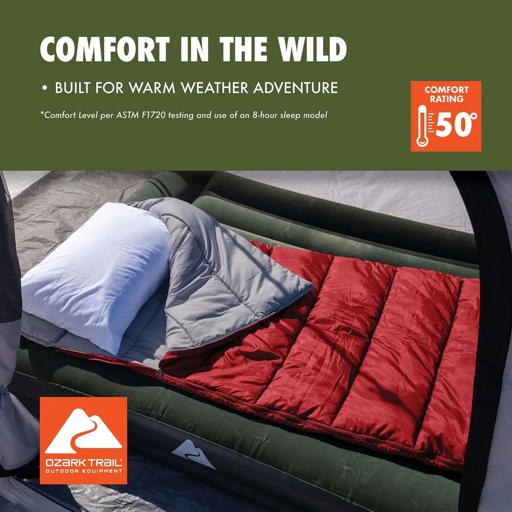 50F Warm Weather Sleeping Bag Compact Lightweight Camping Travel Quilt Machine Washable Insulated