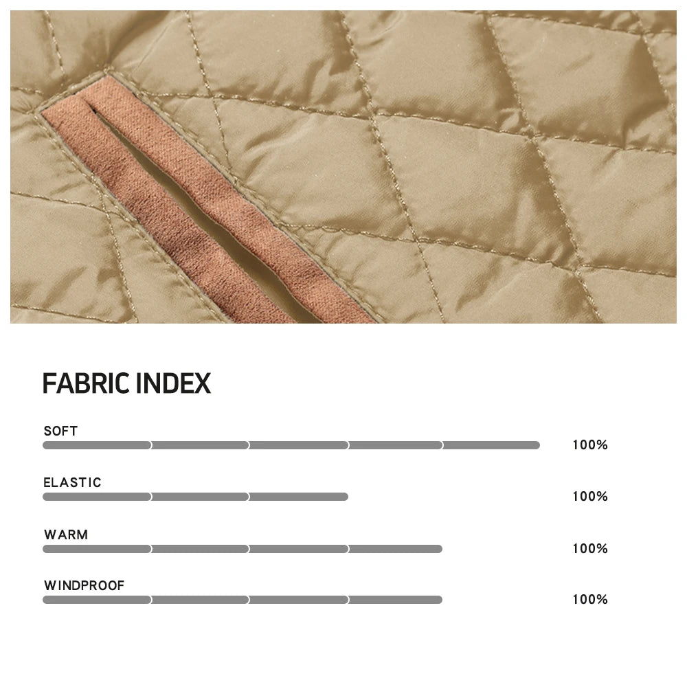 Men's Jackets Bomber Quilted Coat Business Casual Button Down Clothing Waterproof Warm Jackets US Size