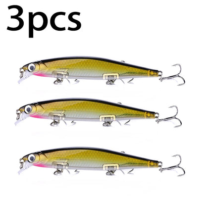 1Pcs Suspended Sinking Wobbler Minnow Laser Fishing lure 11cm 13g