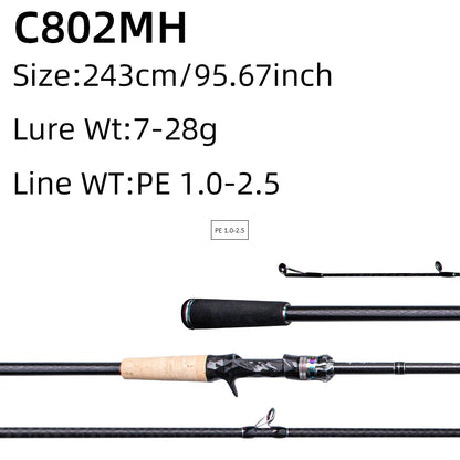 FISHINGFANS 30+40T High Carbon Fiber M MH Fishing Rod Fuji O+ Alconite Guide Cork handle spinning casting fishing rodA