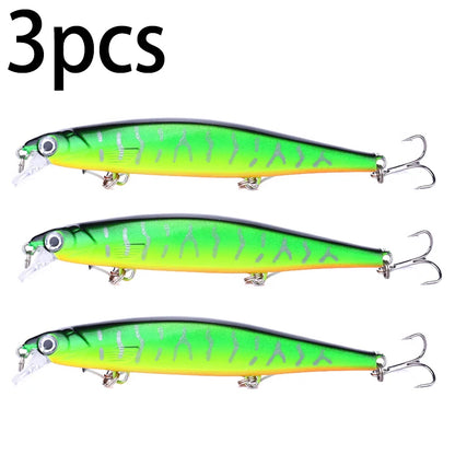 1Pcs Suspended Sinking Wobbler Minnow Laser Fishing lure 11cm 13g