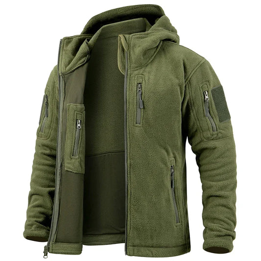 Men's Full Zip Fleece Military Tactical Jacket with Multi-Pockets