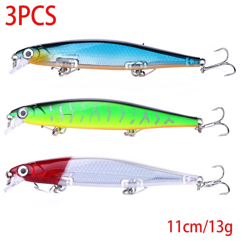 1Pcs Suspended Sinking Wobbler Minnow Laser Fishing lure 11cm 13g