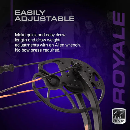 Bear Archery Royale Ready to Hunt Compound Bow Package for Adults and Youth 12 27 Draw Length 550 Lbs Draw Weight Up to 290 FPS