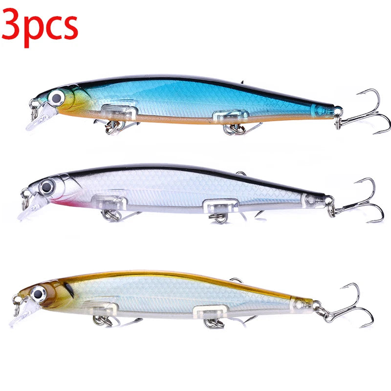 1Pcs Suspended Sinking Wobbler Minnow Laser Fishing lure 11cm 13g