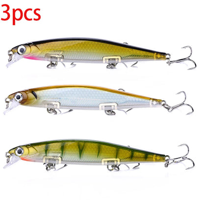 1Pcs Suspended Sinking Wobbler Minnow Laser Fishing lure 11cm 13g