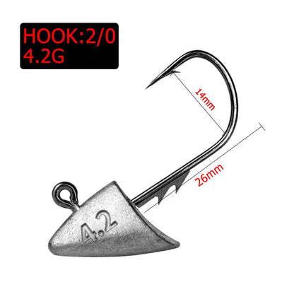 10pcs 2.7g 3.5g 4.2g 5g far casting fishing hook jig head hook ,stand hook for soft worm