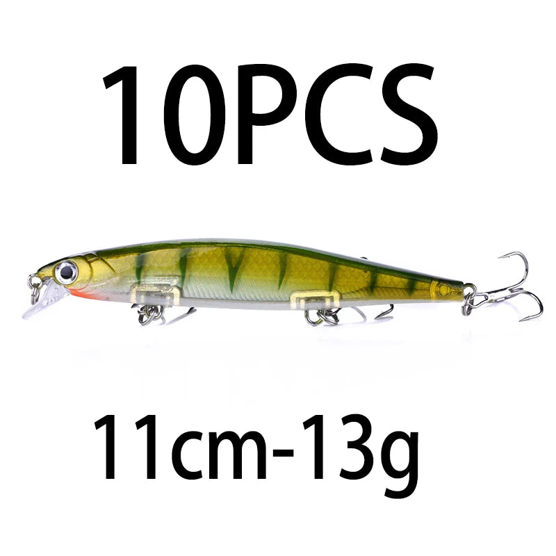1Pcs Suspended Sinking Wobbler Minnow Laser Fishing lure 11cm 13g