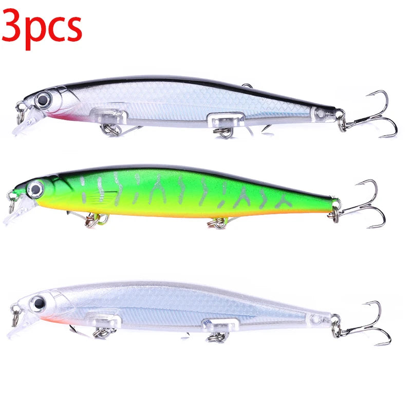1Pcs Suspended Sinking Wobbler Minnow Laser Fishing lure 11cm 13g
