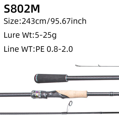FISHINGFANS 30+40T High Carbon Fiber M MH Fishing Rod Fuji O+ Alconite Guide Cork handle spinning casting fishing rodA