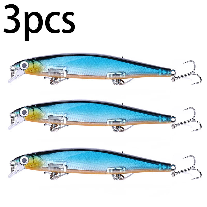1Pcs Suspended Sinking Wobbler Minnow Laser Fishing lure 11cm 13g