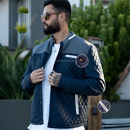 Men's Jackets Bomber Quilted Coat Business Casual Button Down Clothing Waterproof Warm Jackets US Size