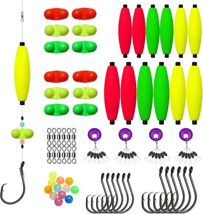 Catfishing Tackle Making Kit - 102PCS/99PCS Rig Accessories With Floats, Hooks, Swivels, and Fishing Bells