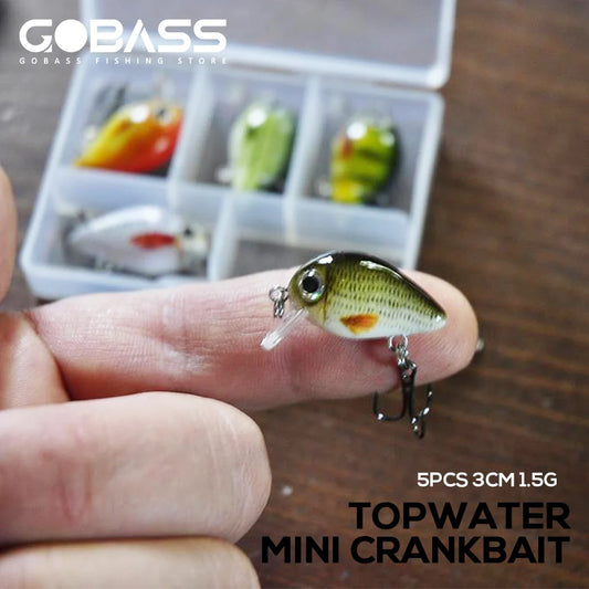 GOBASS 5pcs Mini Fish Bass Fishing Lure Set 3cm 1.5g Mini Artificial Baits