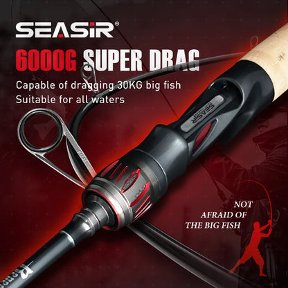 Seasir Repeater Spining&Casting Fihsing Rod Fuji-O Guide Rings Carbon High Sensitivity 2A Grade Cork Handle 6Kg Super Drag