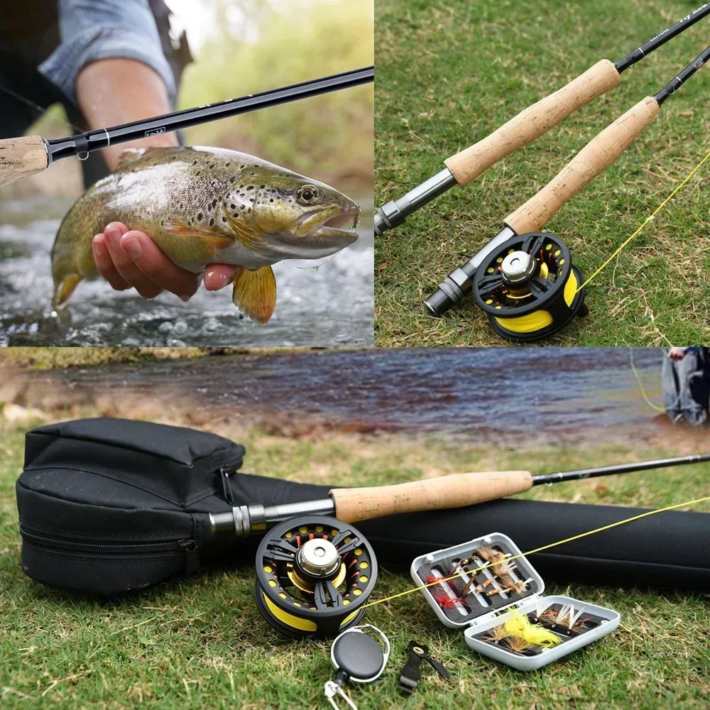 Goture Fly Fishing Rod Combo 5/6 7/8 9FT Carbon Fiber 2.7m Fly Rod with Line Lures Reel for Trout Carp Tackle with PVC Tube