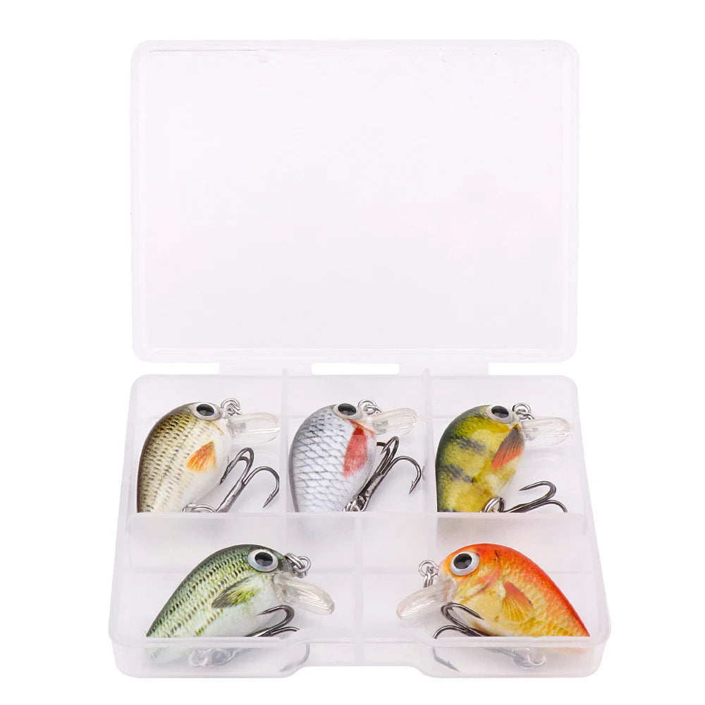 GOBASS 5pcs Mini Fish Bass Fishing Lure Set 3cm 1.5g Mini Artificial Baits