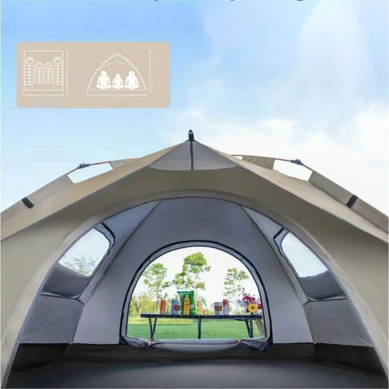Automatic Pop-up Travel Tent with Two Doors & Windows