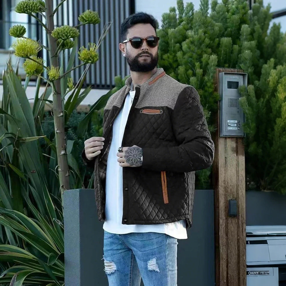 Men's Jackets Bomber Quilted Coat Business Casual Button Down Clothing Waterproof Warm Jackets US Size