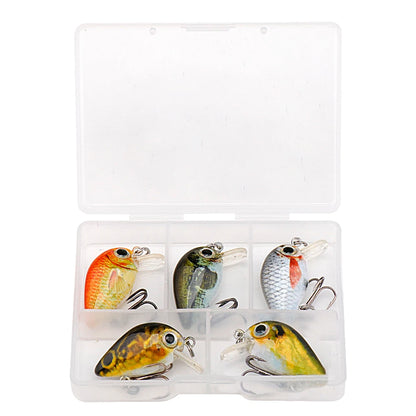 GOBASS 5pcs Mini Fish Bass Fishing Lure Set 3cm 1.5g Mini Artificial Baits