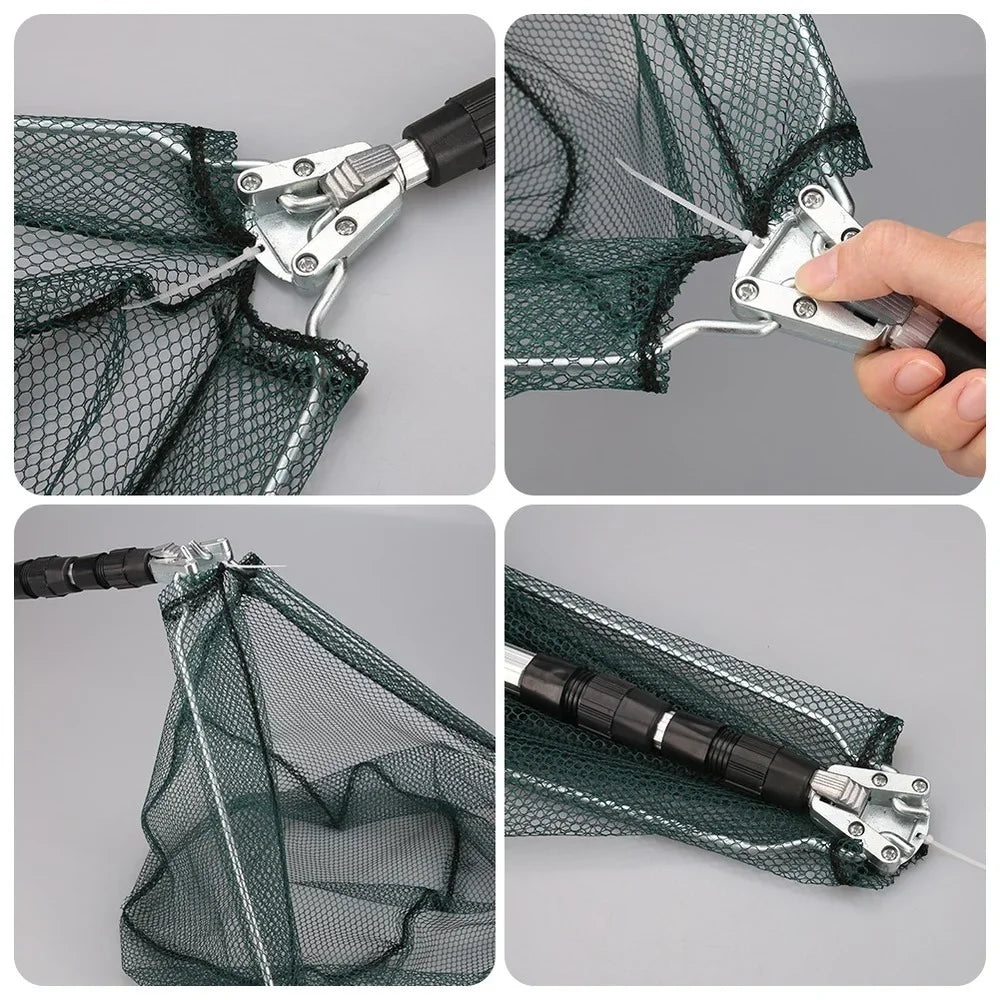 Telescopic Folding Fishing Landing Net 190CM Pole Collapsible Extensible Aluminum long Handle
