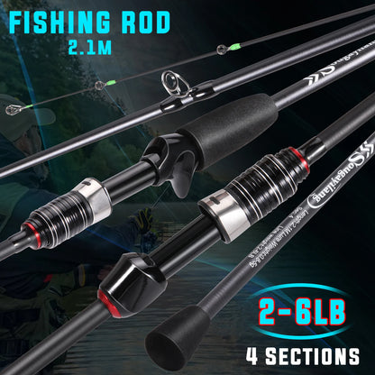 Sougayilang Fishing Rods 2.1m UltraLight Carbon Fiber Casting Rod and Pike Spinning Rod Max Drag 5kg