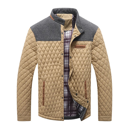 Men's Jackets Bomber Quilted Coat Business Casual Button Down Clothing Waterproof Warm Jackets US Size