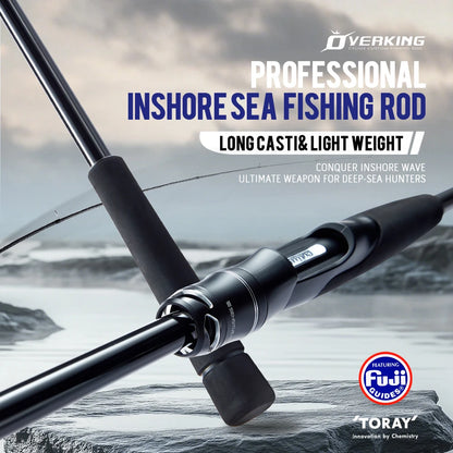 CYLIUS Overking Longcast Inshore Multipurpose Sea Fishing Rod 40T Carbon Ultralight Fuji Ring 2 Section Saltwater Spinning  Rod
