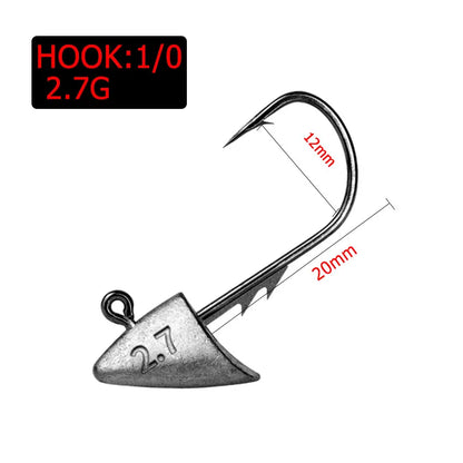 10pcs 2.7g 3.5g 4.2g 5g far casting fishing hook jig head hook ,stand hook for soft worm