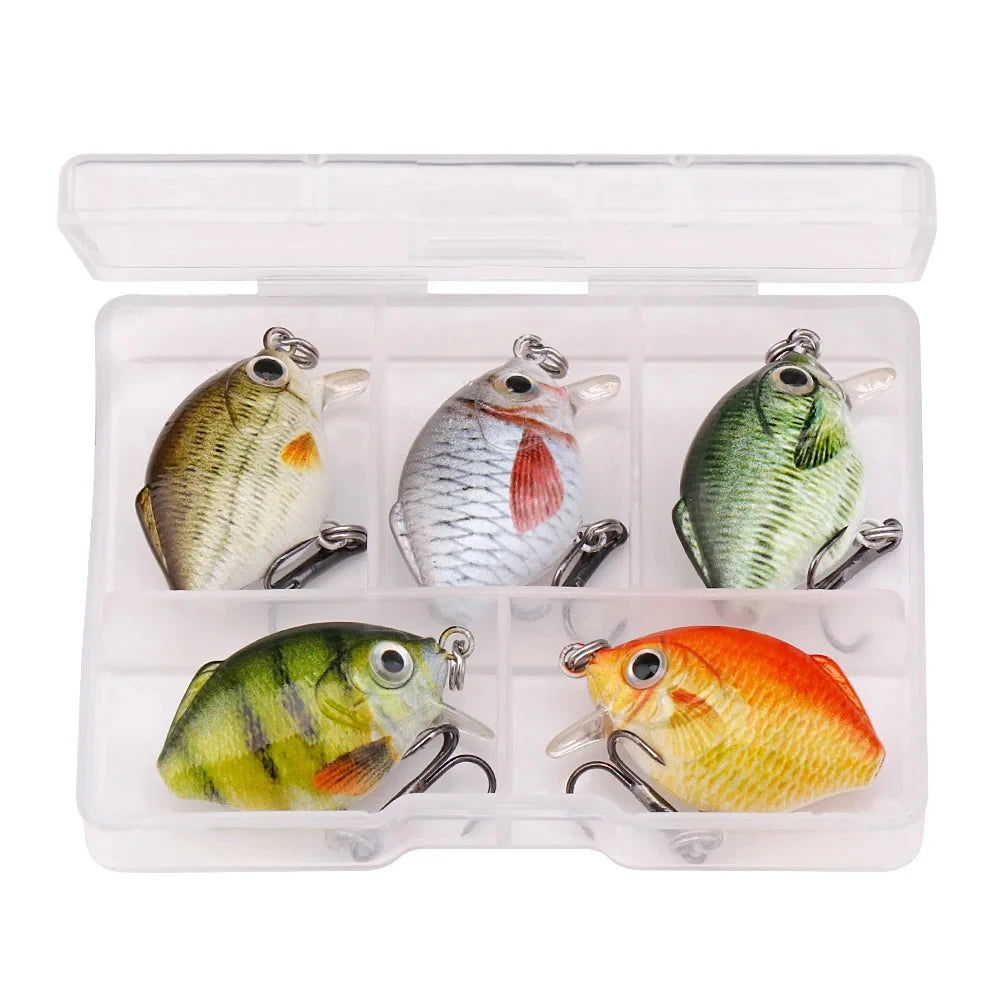 GOBASS 5pcs Mini Fish Bass Fishing Lure Set 3cm 1.5g Mini Artificial Baits