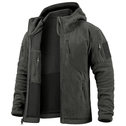 Men's Full Zip Fleece Military Tactical Jacket with Multi-Pockets