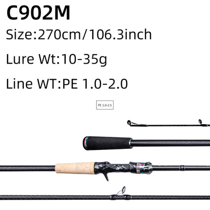 FISHINGFANS 30+40T High Carbon Fiber M MH Fishing Rod Fuji O+ Alconite Guide Cork handle spinning casting fishing rodA