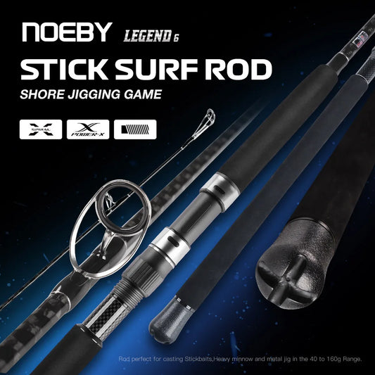 NOEBY  2.6m 2.75m 3.05m Stickbait Surf Spinning Rod 2 Section H XH Power Lure 40-160g Shore Jigging for Saltwater Sea Fishing