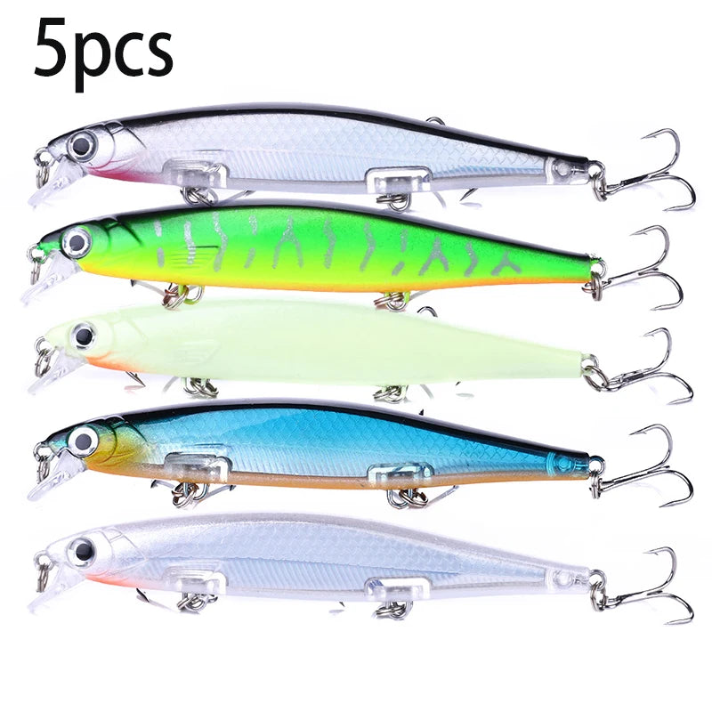 1Pcs Suspended Sinking Wobbler Minnow Laser Fishing lure 11cm 13g