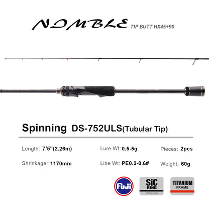 PURELURE NDMBLS Toray M46X 0.5-12g Soft Lure EXF Action FUJI Titanium Frame and SIC Ring Carbon Solid Tip Perch Bass Pike Zander