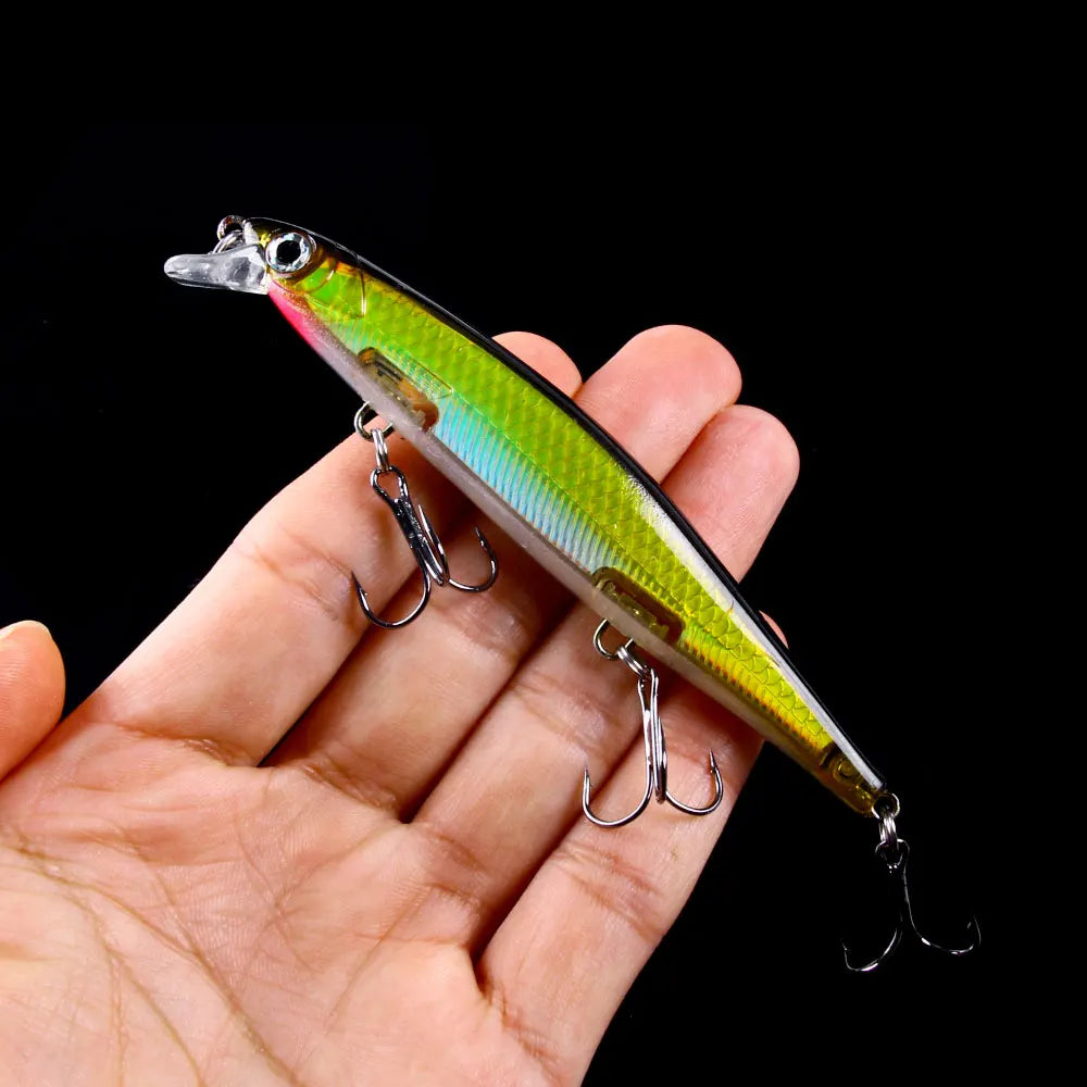 1Pcs Suspended Sinking Wobbler Minnow Laser Fishing lure 11cm 13g