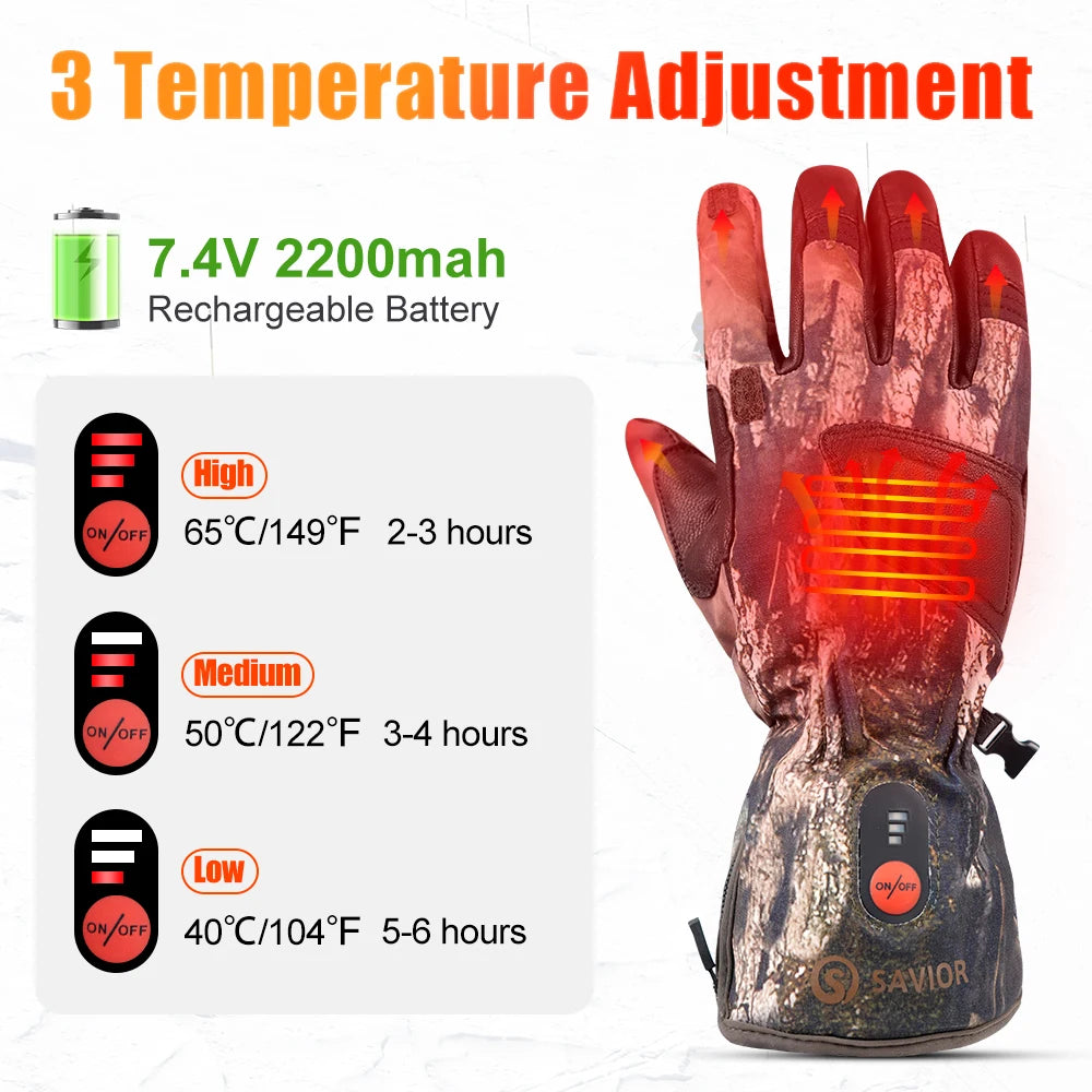 Rechargeable Windproof Unisex Heated Gloves with Battery