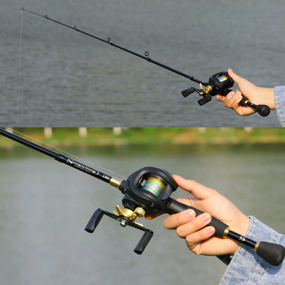Sougayilang 1.8-2.4m Casting Fishing Combo Telescopic Fishing Rod and 7.2:1 High Speed Fishing Reel