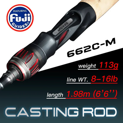 Seasir Repeater Spining&Casting Fihsing Rod Fuji-O Guide Rings Carbon High Sensitivity 2A Grade Cork Handle 6Kg Super Drag
