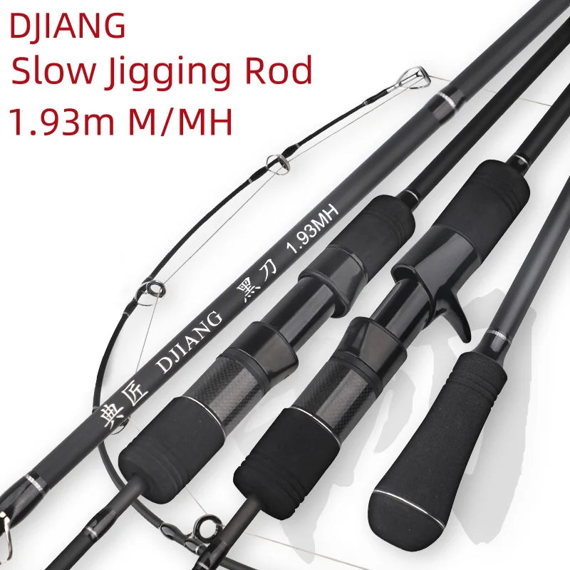 DJIANG Slow Jigging Fishing Rod 1.93m Carbon Solid Tip Casting Spinning Sea Boat Rod M MH Power Slatwater Fishing Tackle