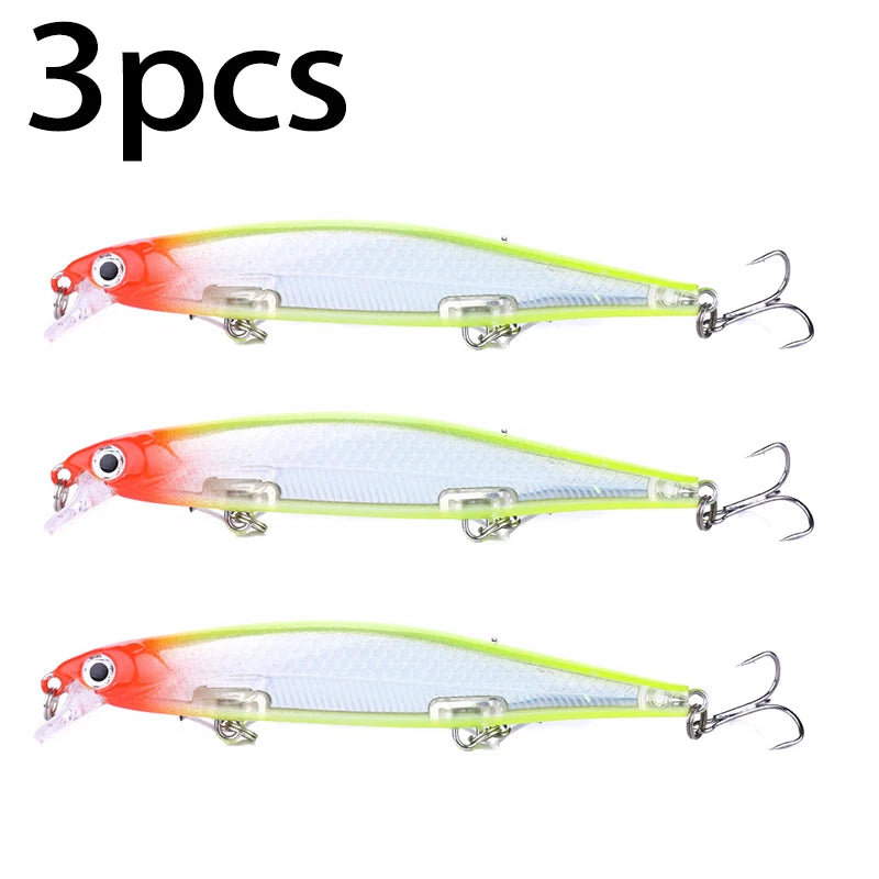 1Pcs Suspended Sinking Wobbler Minnow Laser Fishing lure 11cm 13g